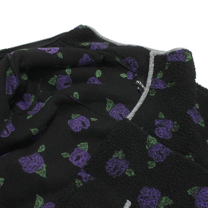  ニードルワークス NeWo ボアブルゾン ブラック M 160-165 防寒 フリース アウター トレーナー 長袖 ボア 花柄 トレーナー スウェット トップス