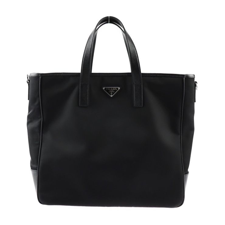 PRADA プラダ トートバッグ 2VG064 ナイロン レザー ブラック シルバー金具 バッグ 2WAY ショルダーバッグ 三角ロゴ 【本物保証】  - メルカリ