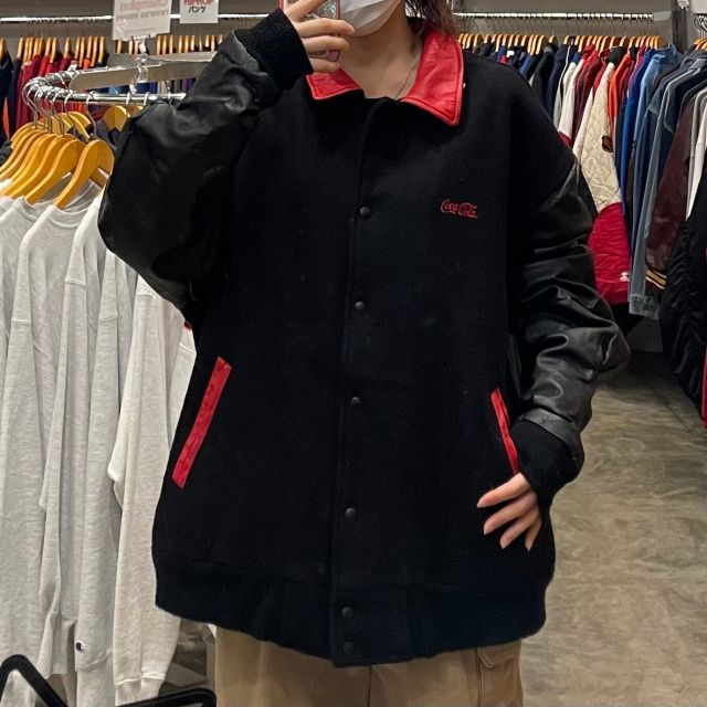 【コカコーラ】袖レザースタジャン