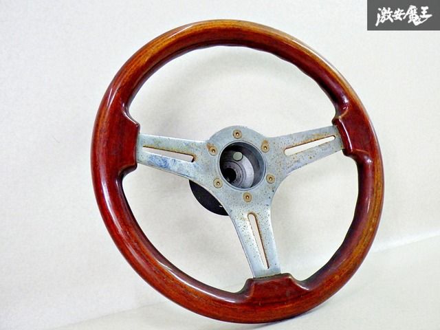 格安SALEスタート！ 社外 旧車 小径 ポリッシュ ウッドステアリング メーカー不明 パーツ
