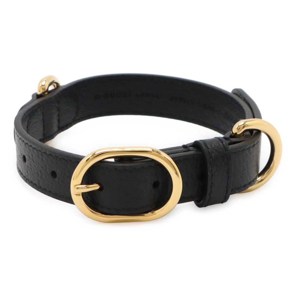GUCCI グッチ スモール ミディアム ペット カラー ドッグカラー 首輪 ペット用品 小型犬 中型犬用 レザー ブラック 黒 ゴールド金具 692943