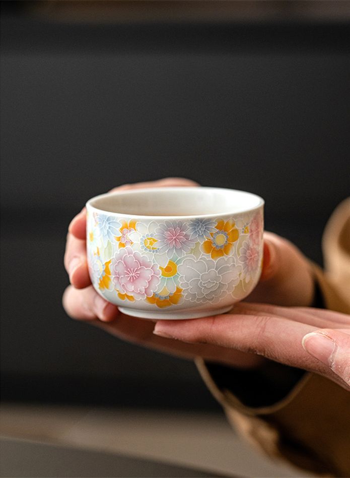 茶器 茶芸 茶杯 品茶杯 湯呑み 功夫茶器 中国茶器 花柄