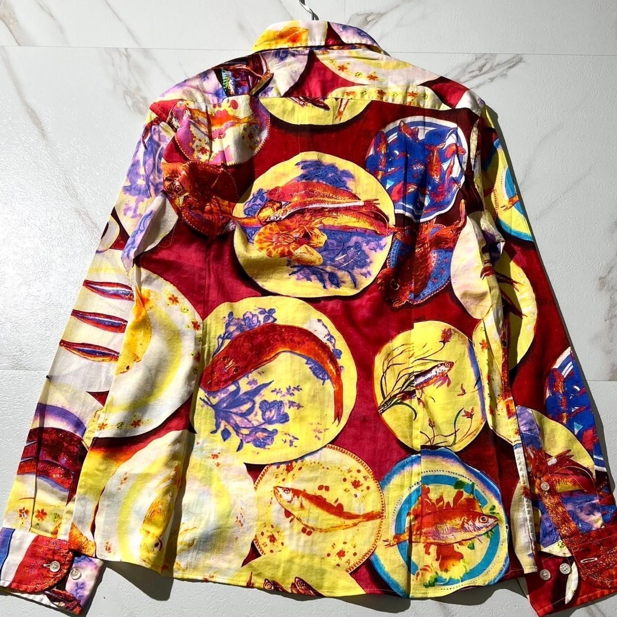 ETRO エトロ 柄シャツ 総柄 魚模様コットン ヴィンテージ 和柄 長袖