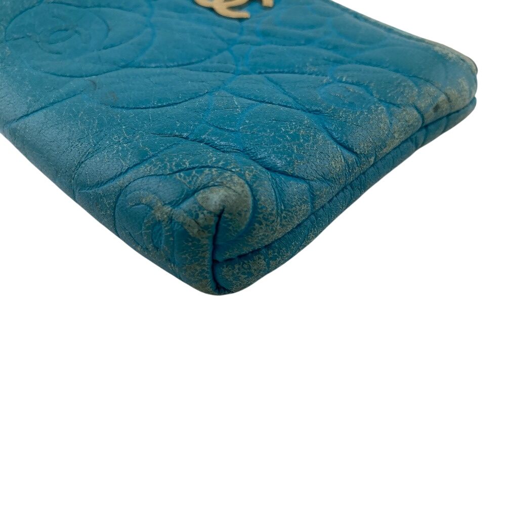 シャネル CHANEL ポーチ カメリア キーリング ブルー