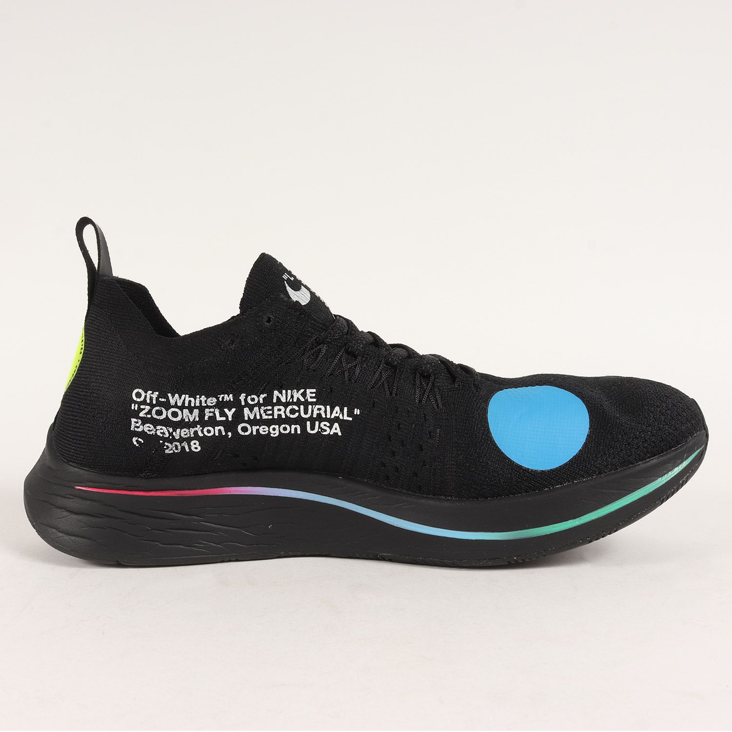 美品 OFF-WHITE オフホワイト サイズ:26.0cm NIKE ZOOM FLY MERCURIAL FLYKNIT (AO2115-001)  ナイキ ズーム フライ マーキュリアル フライニット ブラック 黒 US8 コラボ【メンズ】