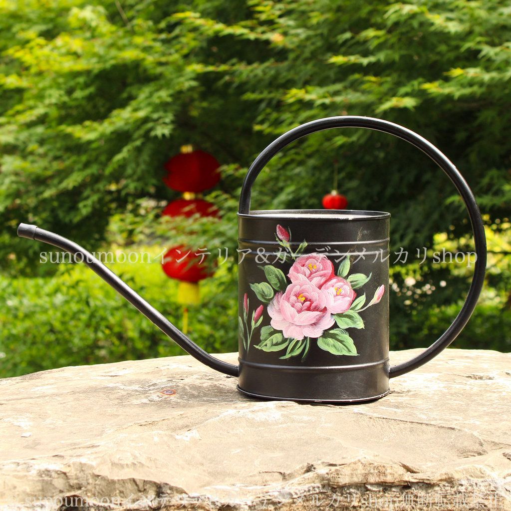 フラワー 鉄 雑貨 エレガント ホワイト おしゃれ 薔薇 8-14 庭の装飾 お洒落 白 じょうろ ジョウロ ブラック インテリア ガーデンインテリア ローズ 庭 ガーデン雑貨 ガーデンオーナメント ガーデン ガーデニング バラ ガーデン