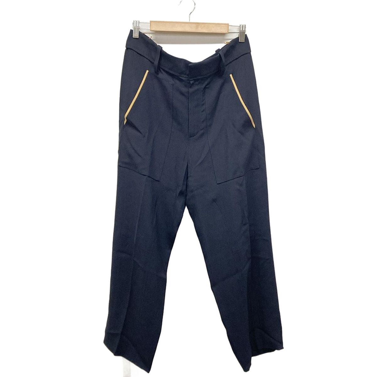 Chloe クロエ パンツ サイズ40 M レディース - ダークネイビー×ベージュ×黒 フルレングス