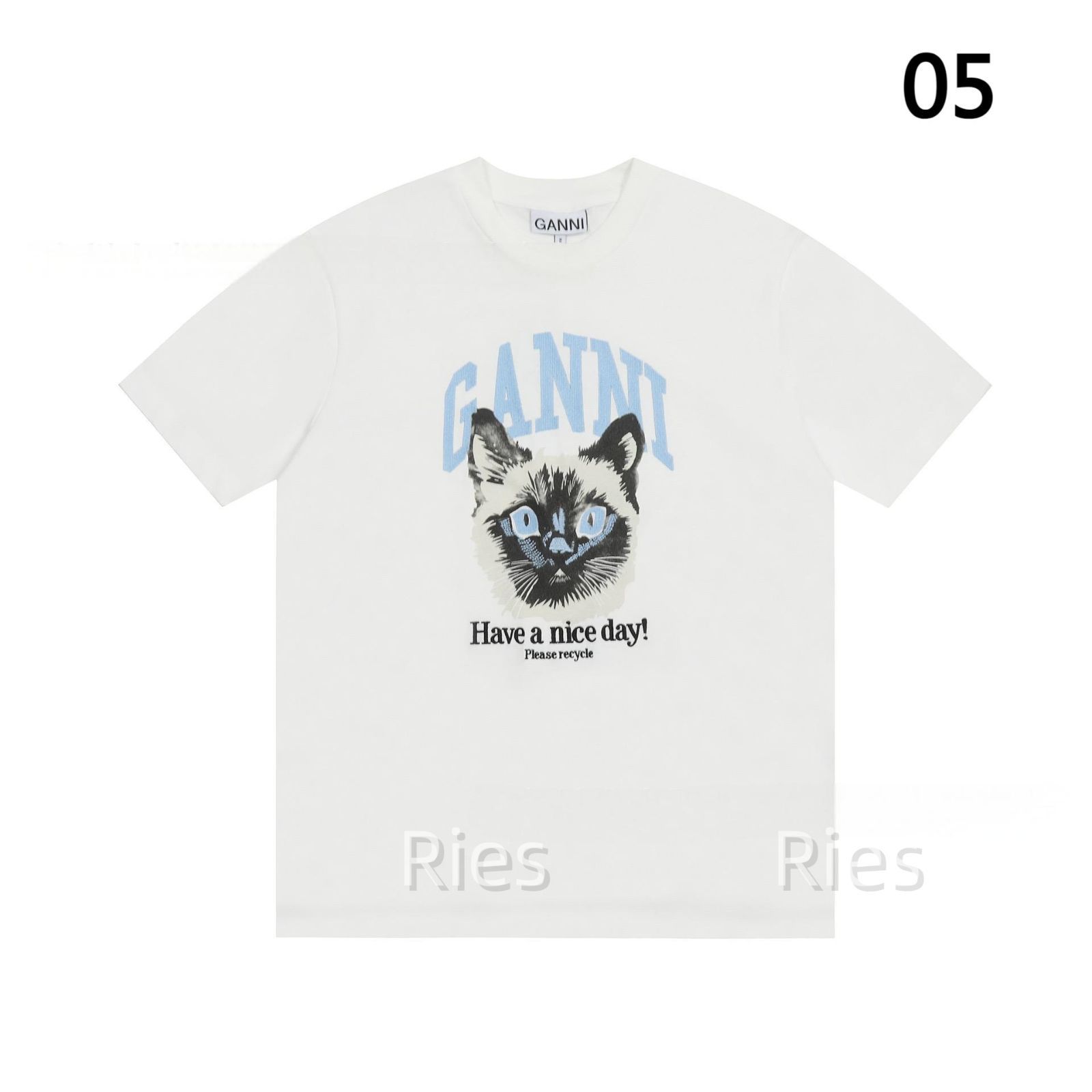 GANNI ガニー Tシャツ クルーネック 半袖 コットン ホワイト