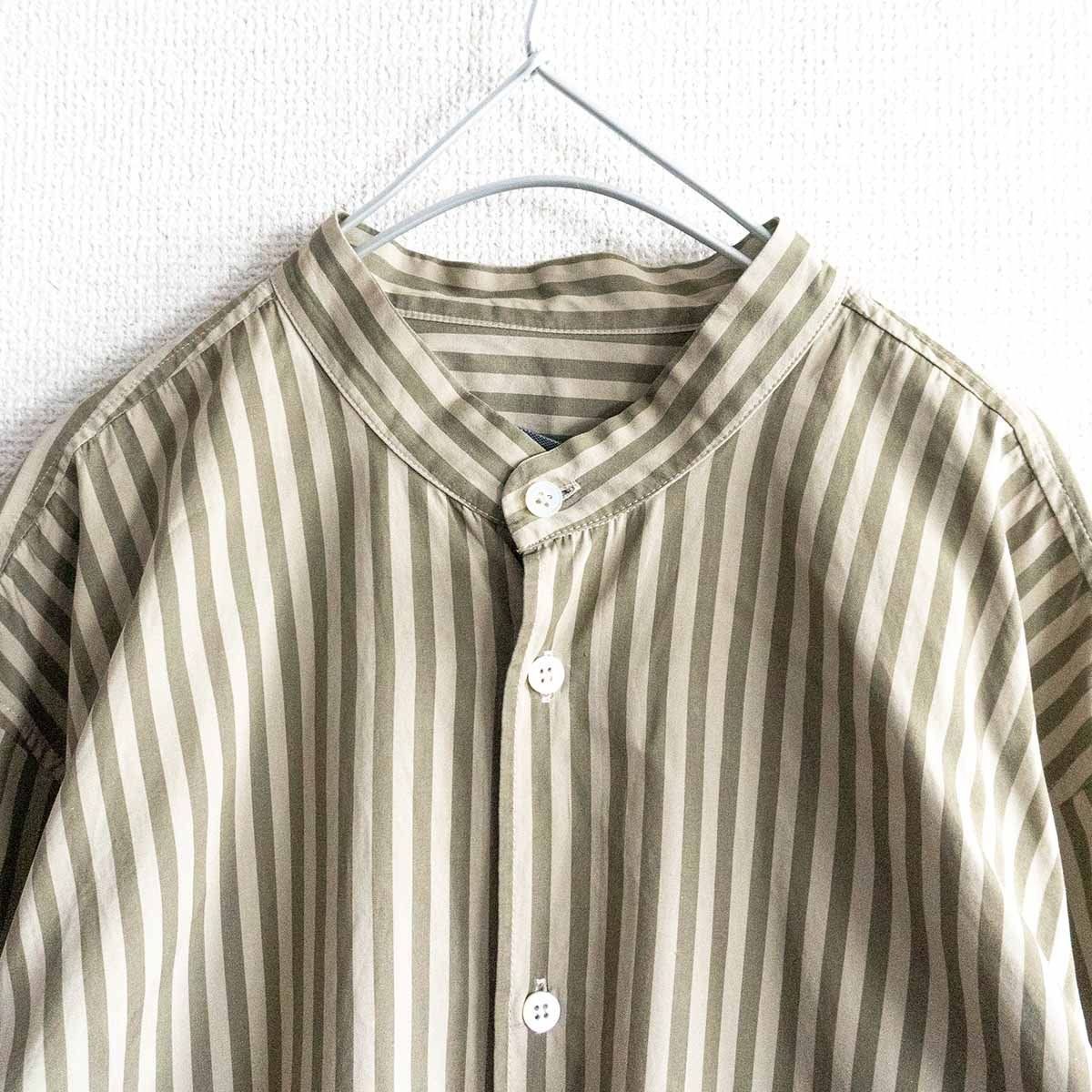 極美品】CristaSeya 【Striped Cotton Mao Shirt】M クリスタセヤ ...