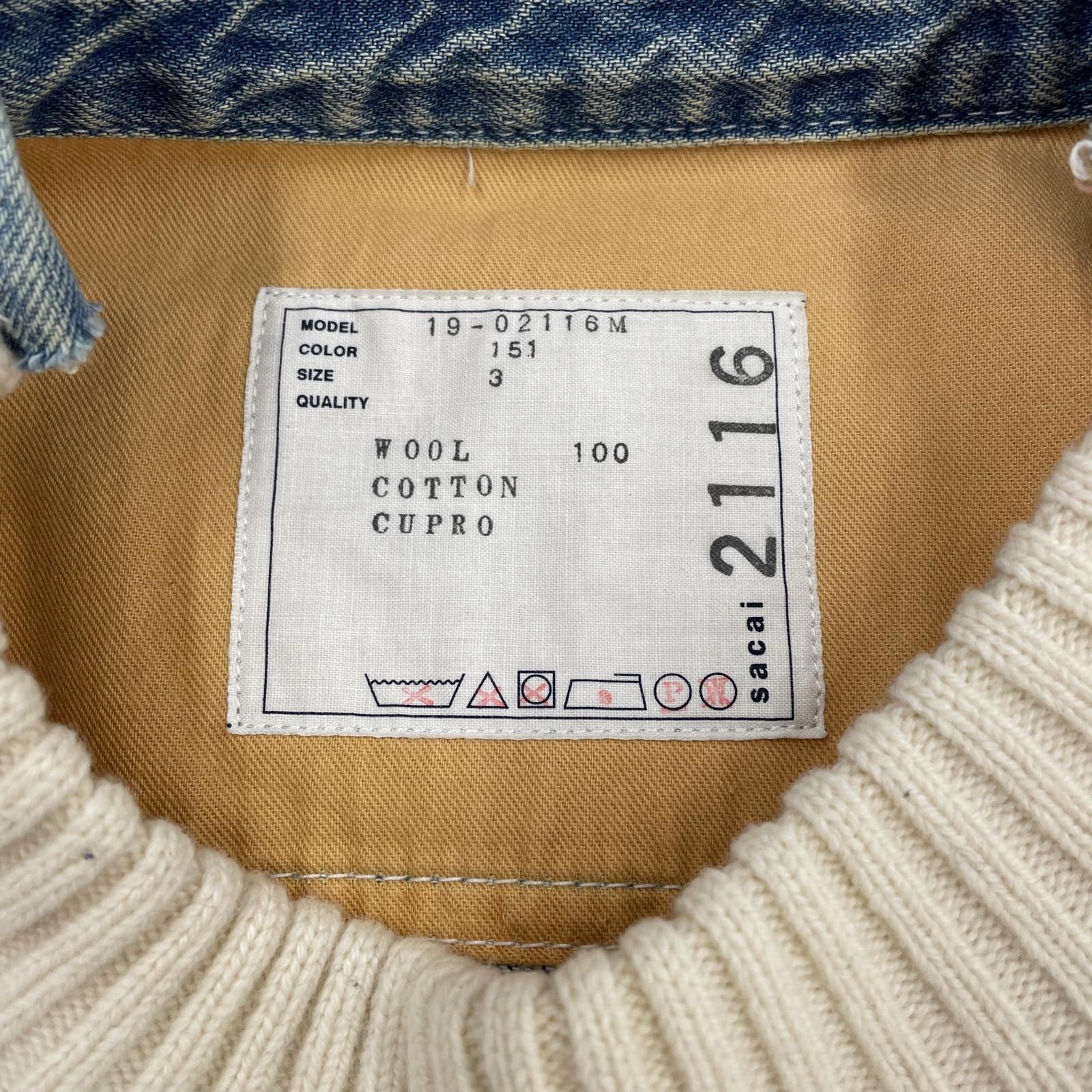sacai / サカイ | デニム ドッキング ニット プルオーバー | 3
