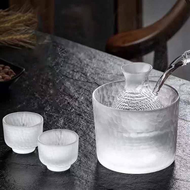 日本酒 熱燗器 酒器セット おしゃれ セット 冷酒器 酒燗器 半透明 冷酒