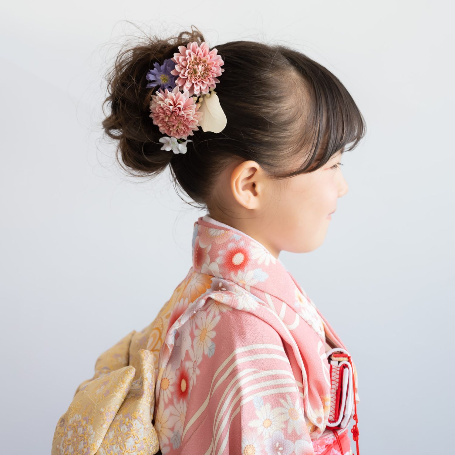 七五三3歳/7歳/ハーフ成人式振袖髪飾りF】ヘッドドレスピンク/白