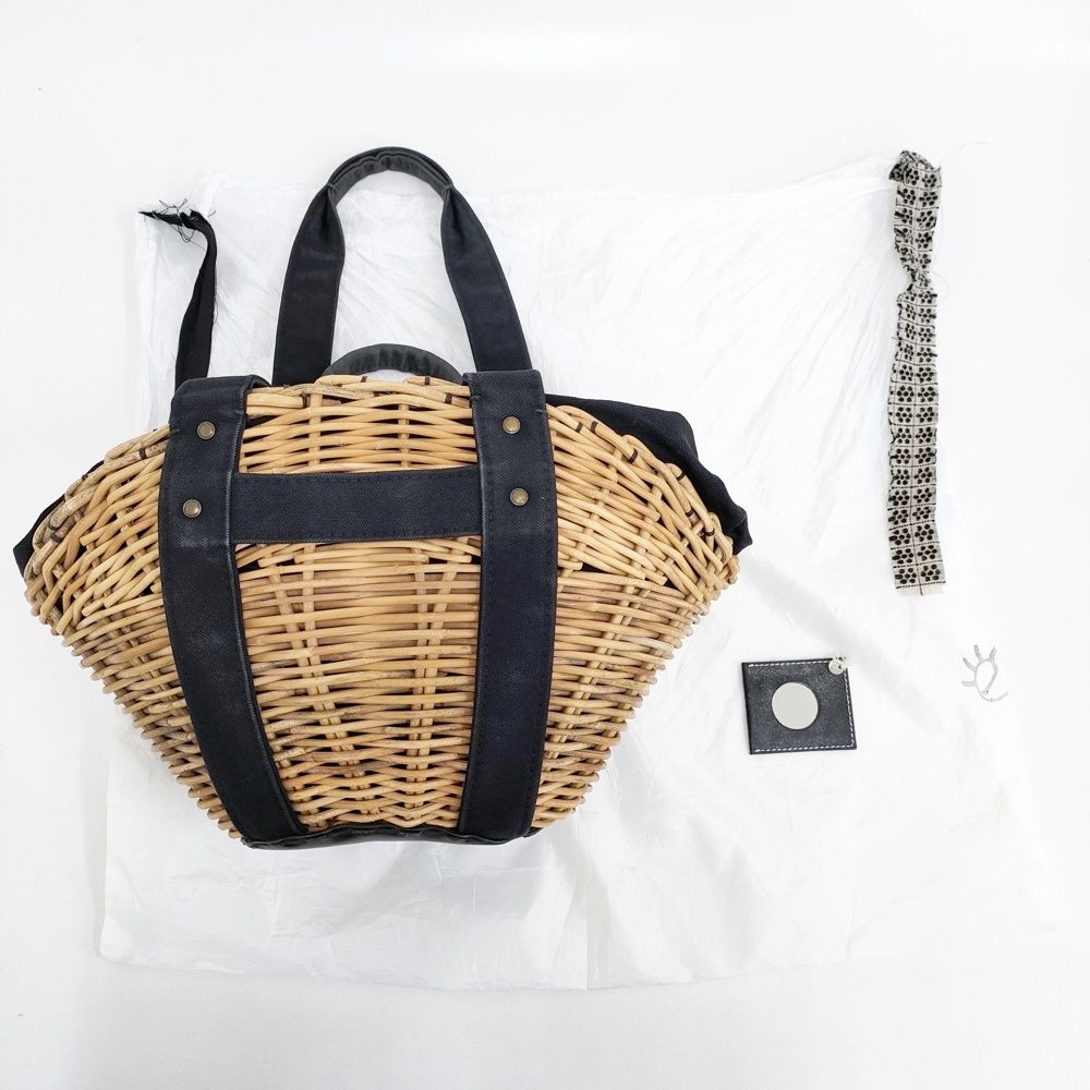 エバゴス　黒と籐のハンドバッグ エバゴス 黒と籐のハンドバッグ 希少 人気アイテム エバゴス ebagos