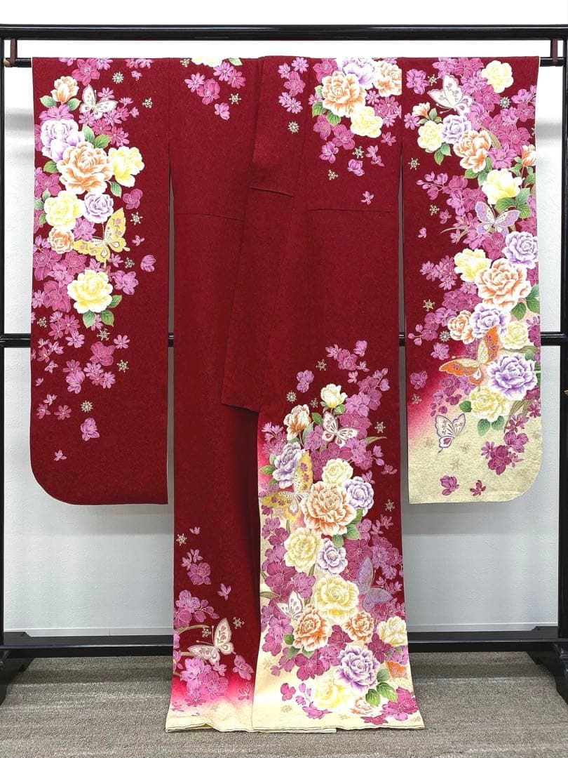 振袖 豪華 銀通し 金彩 銀彩 ラメ刺繍 薔薇 身丈169cm 撥水加工済