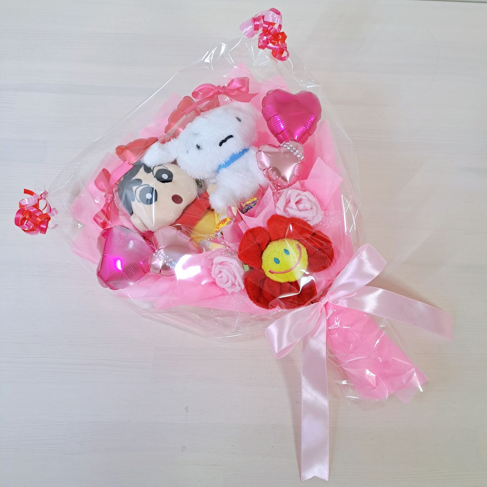 バルーンギフト　バルーンブーケ　バルーンアレンジ　クレヨンしんちゃん クレヨンしんちゃん シロ ぬいぐるみブーケ バルーンブーケ 入学 卒業