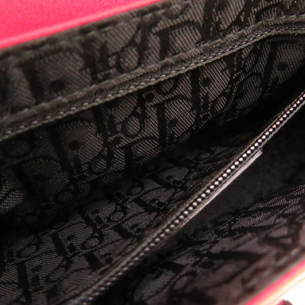 美品 クリスチャン ディオール ラインストーン サテン ストーン レッド ロゴ ハンドバッグ バッグ 赤 0104  Christian Dior