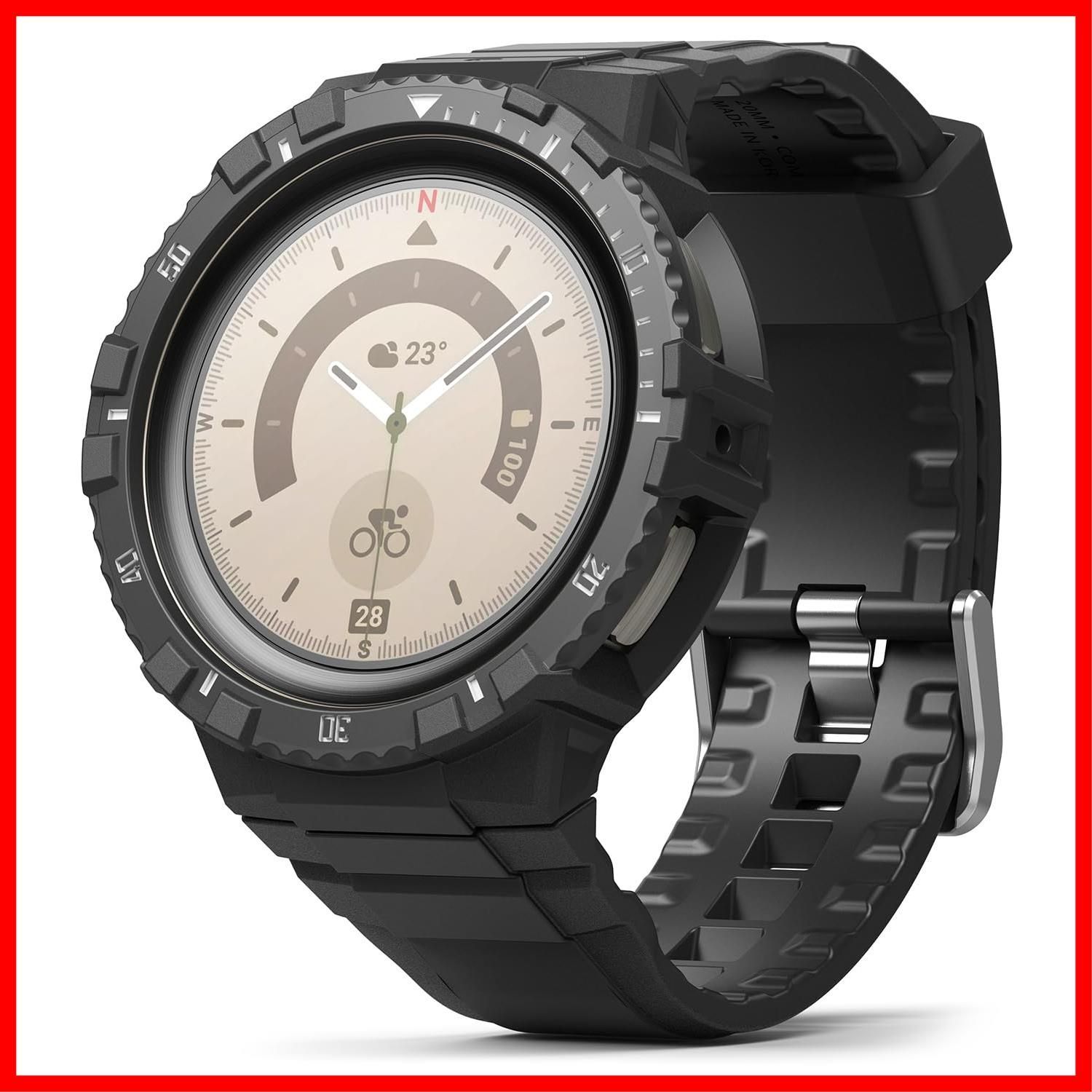 【特価商品】Fusion-X スポーツ カバー Guard 一体 バンドとケース 衝撃吸収 保護 ケース (ブラック） Pro 5 Watch 【Ringke】Galaxy
