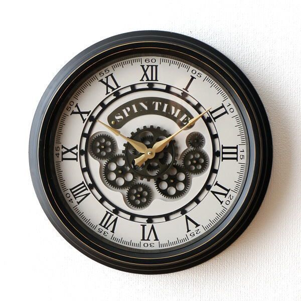 壁掛け時計 掛け時計 掛時計 壁掛時計 おしゃれ アイアン アンティーク 大きめ かっこいい インテリア デザイン モダン 丸型 ラウンド アイアンの 掛け時計 ギアー B - メルカリ