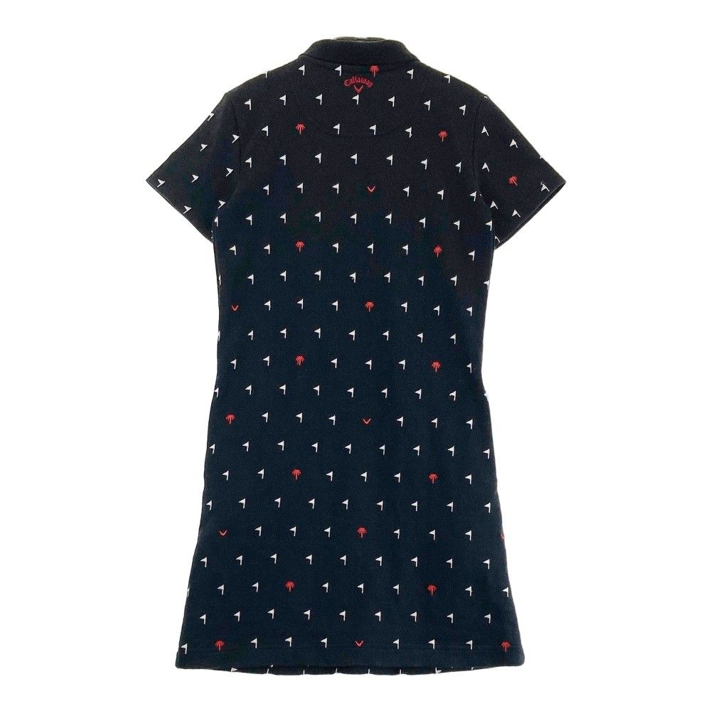 サイズ：S CALLAWAY キャロウェイ 半袖ワンピース 総柄 ブラック系