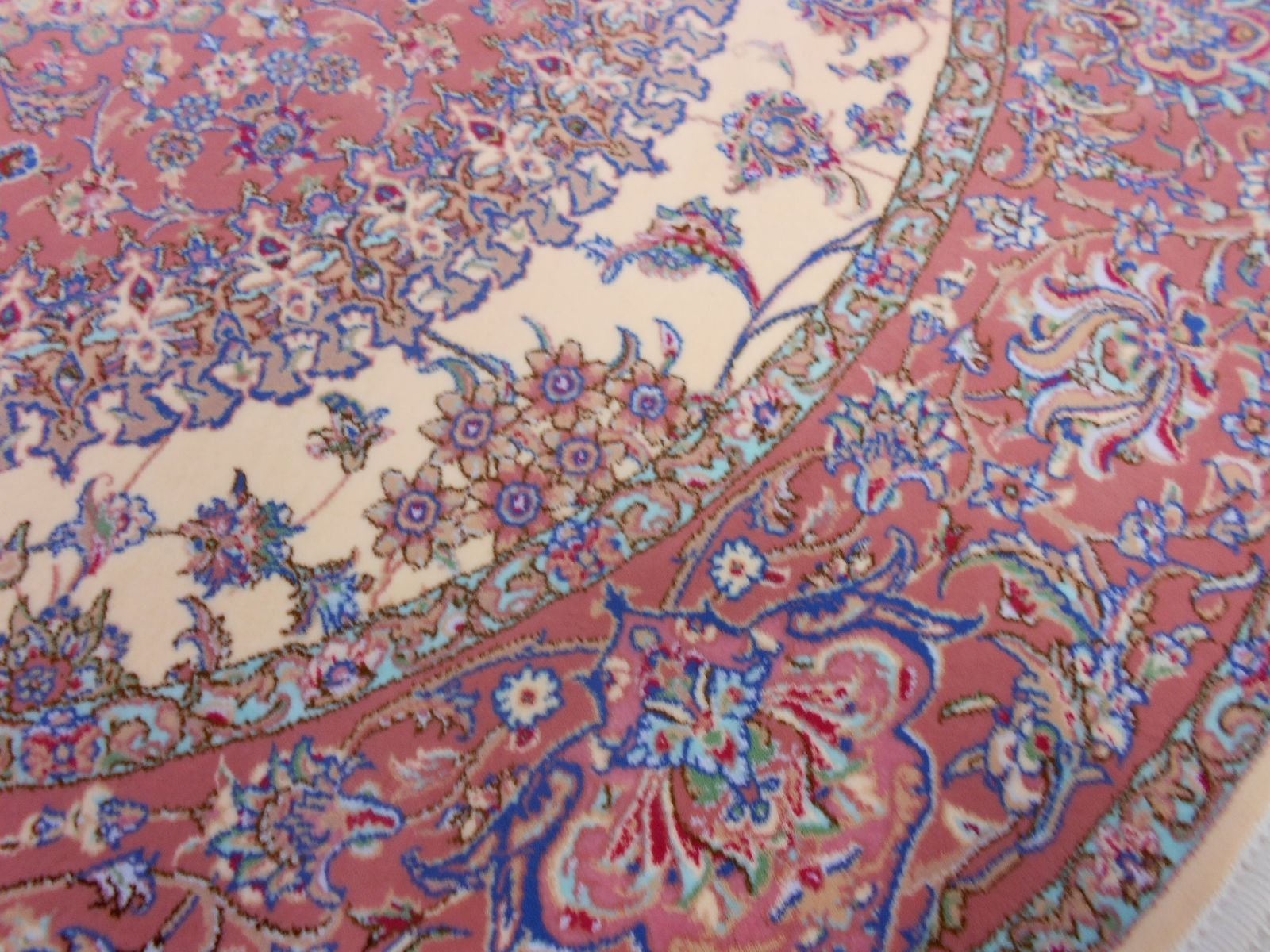 多色織、高密度！輝く 本場イラン産 絨毯 円形100cm‐200741 - メルカリ
