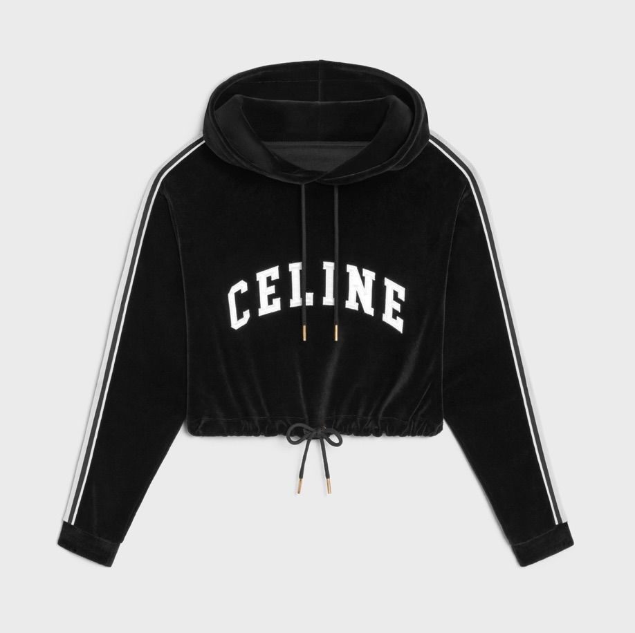 新作 新品 CELINE クロップド フーディ ベルベット ジャージー
