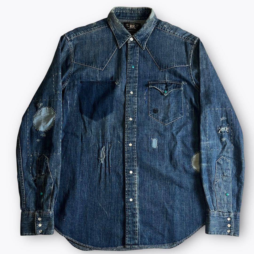 RRL REPAIRED DENIM WESTERN SHIRT 2000000018850