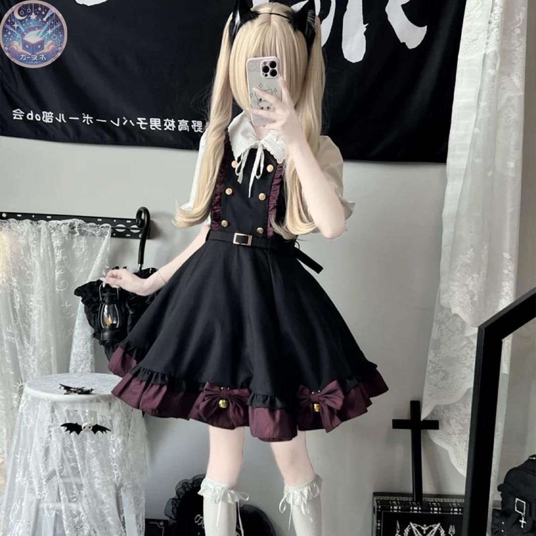 ♥ 春のお出かけに イベントにもぴったり 学生服風ロリータワンピ ブラウス付き