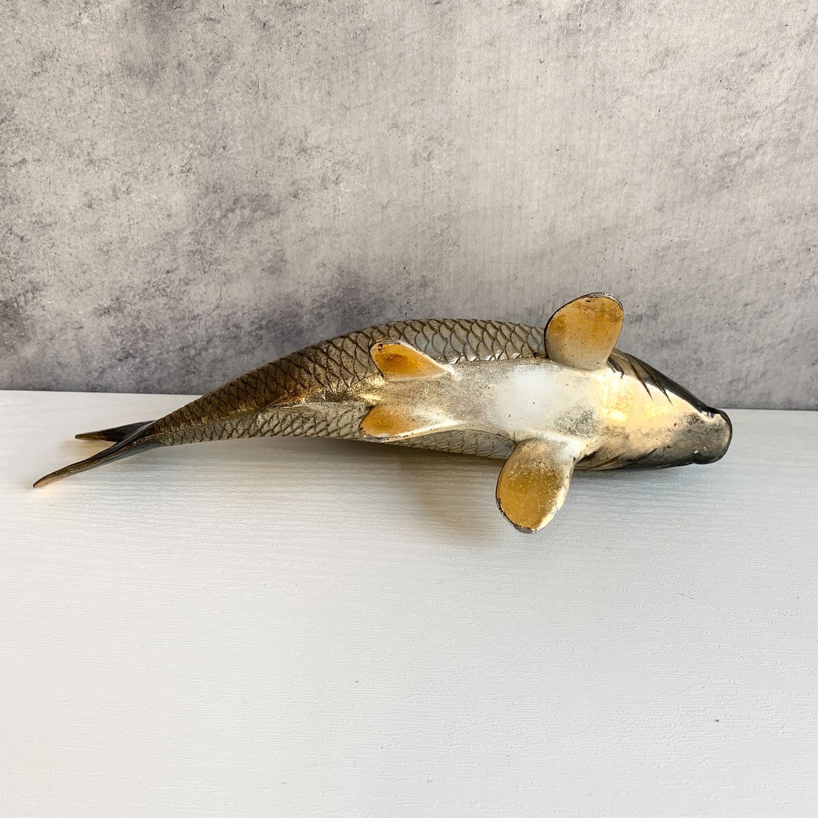金属工芸 銅製品【金工師 銅製 夫婦 鯉 双鯉 置物】オブジェ 鯉ペア　台座無し 銅製 双鯉 夫婦鯉 置物 信光 銘入り 縁起物 インテリア 金属工芸