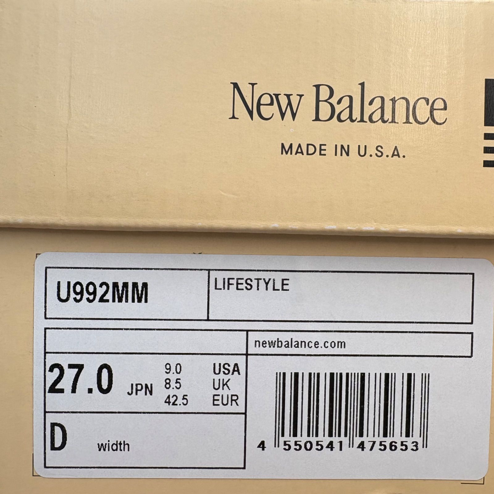 新品 27cm New Balance 992 