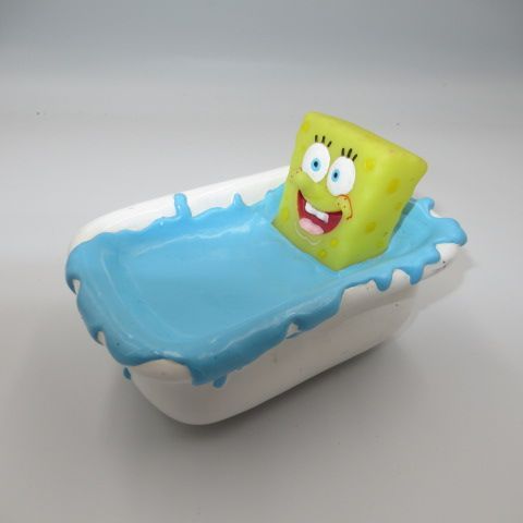 2002年spongebobスポンジボブsoapソープソープディッシュ石鹸置きフィギュア人形ぬいぐるみ約１４センチ