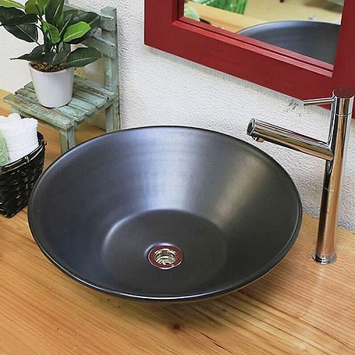 信楽焼 手洗い鉢 洗面ボウル 陶器 直径40cm 中型サイズ 黒マット 信楽焼 手洗い鉢 洗面ボウル 陶器 直径40cm 中型サイズ 黒マット