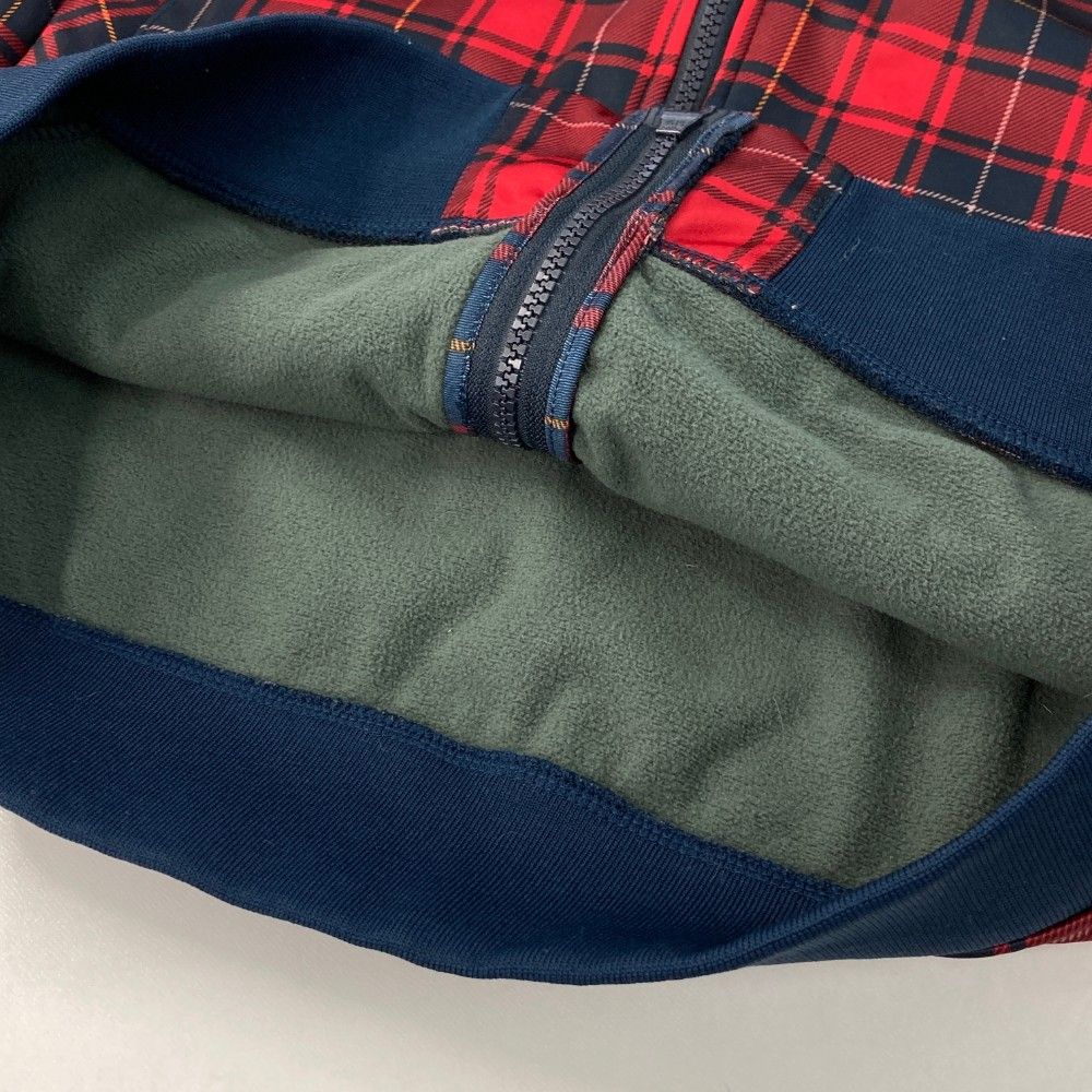 サイズ：M FILA GOLF フィラゴルフ  裏起毛 ジップジャケット チェック柄 レッド系 [240101446313] ゴルフウェア メンズ ストスト サイズ：M FILA GOLF フィラゴルフ 裏起毛 ジップジャケット