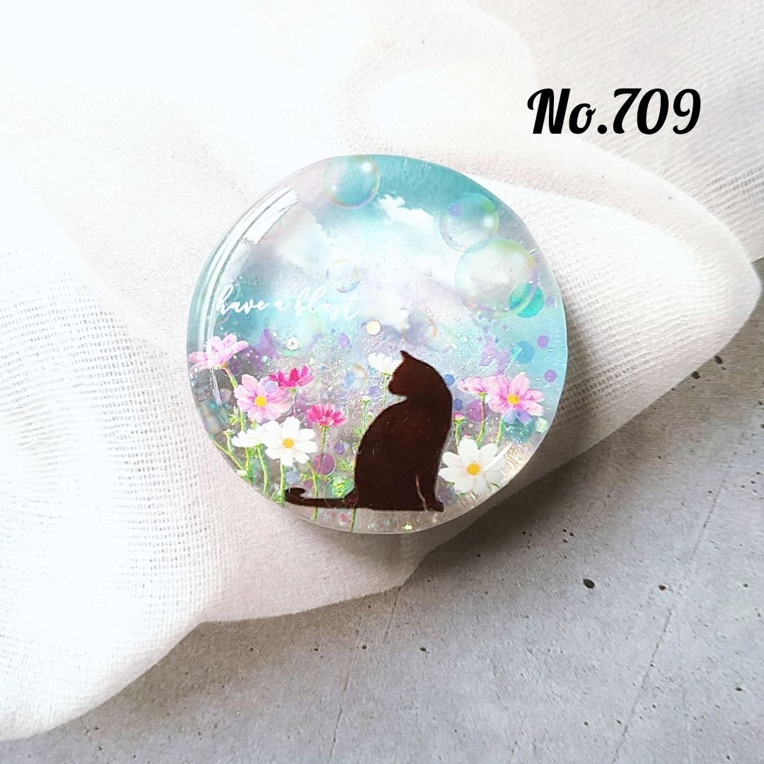 レジン 猫 ヘアゴム ブローチ ポニーフック No.961 レジン 猫 ヘアゴム