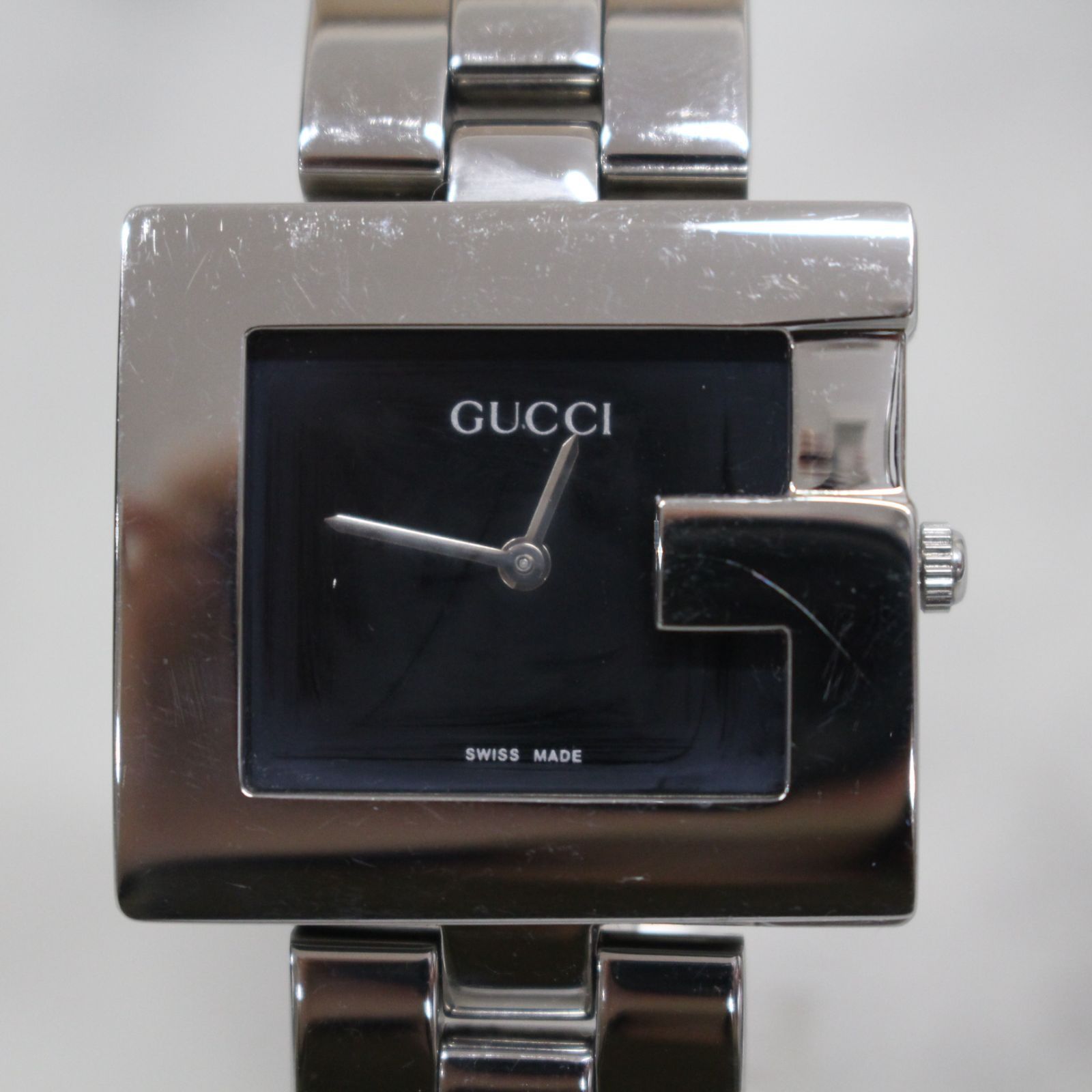 GUCCI 腕時計 S778)GUCCI Gフェイス 腕時計 3605 黒文字盤 クオーツ 箱付き