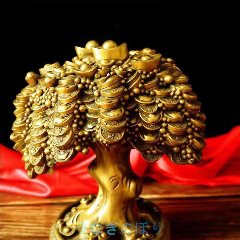 招財樹 純銅の金のなる木の置物