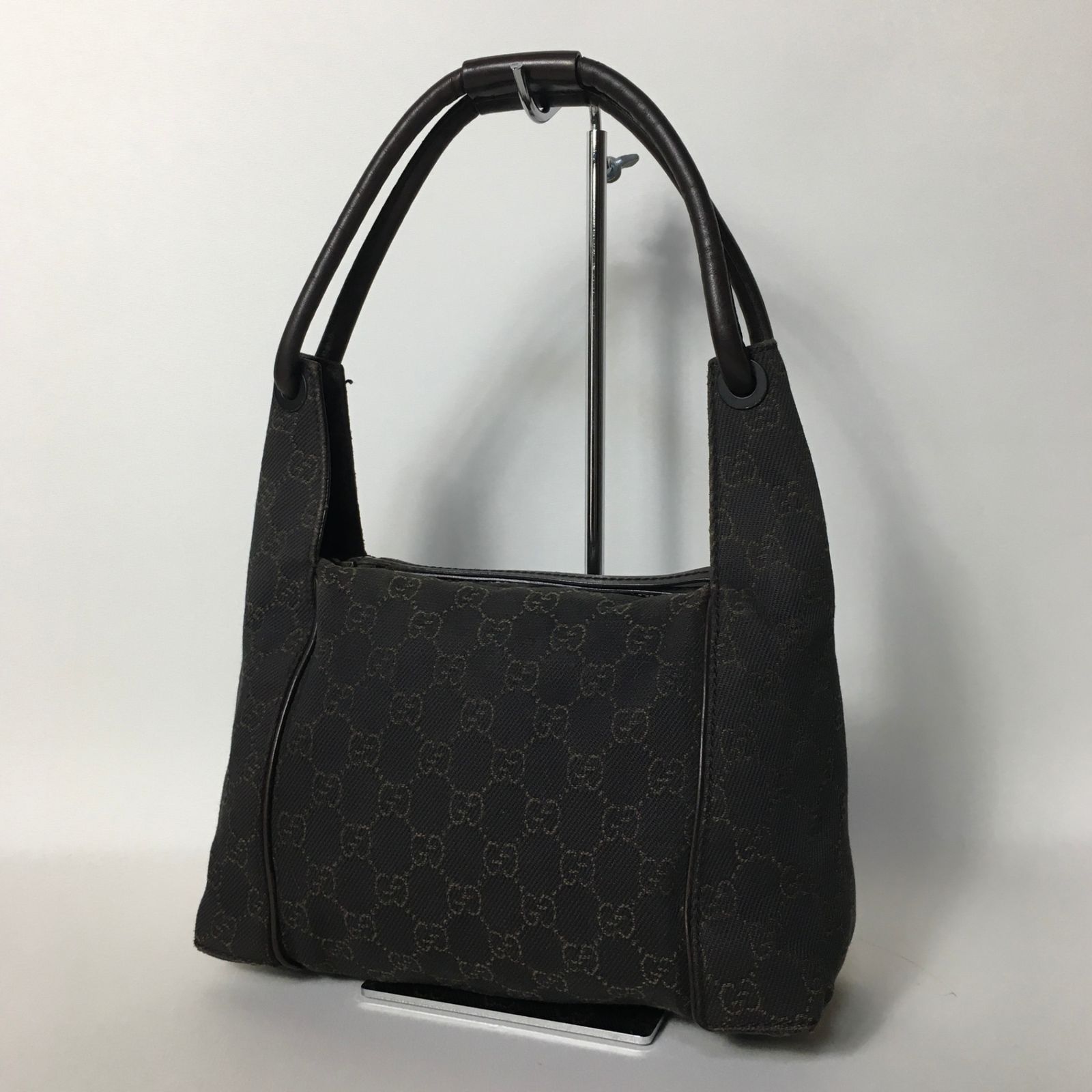 2507-146｜美品｜グッチ GGキャンバス ハンドバッグ ダーク