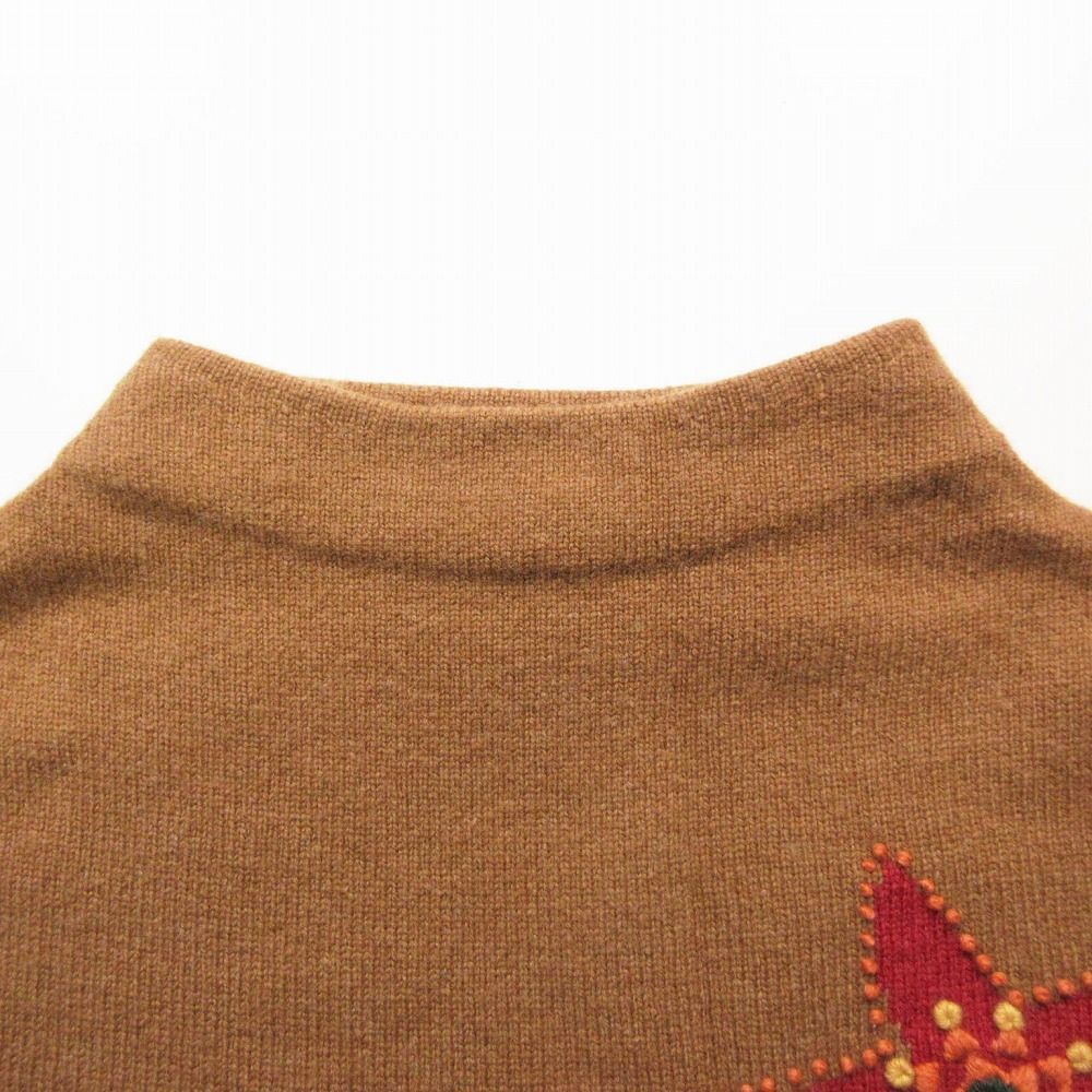 Sybilla シビラ 花 フラワー 刺繍 ニット セーター モックネック ハイネック プルオーバー トップス M キャメル レディース 【中古】 Sybilla シビラ 花 フラワー 刺繍 ニット セーター モックネック