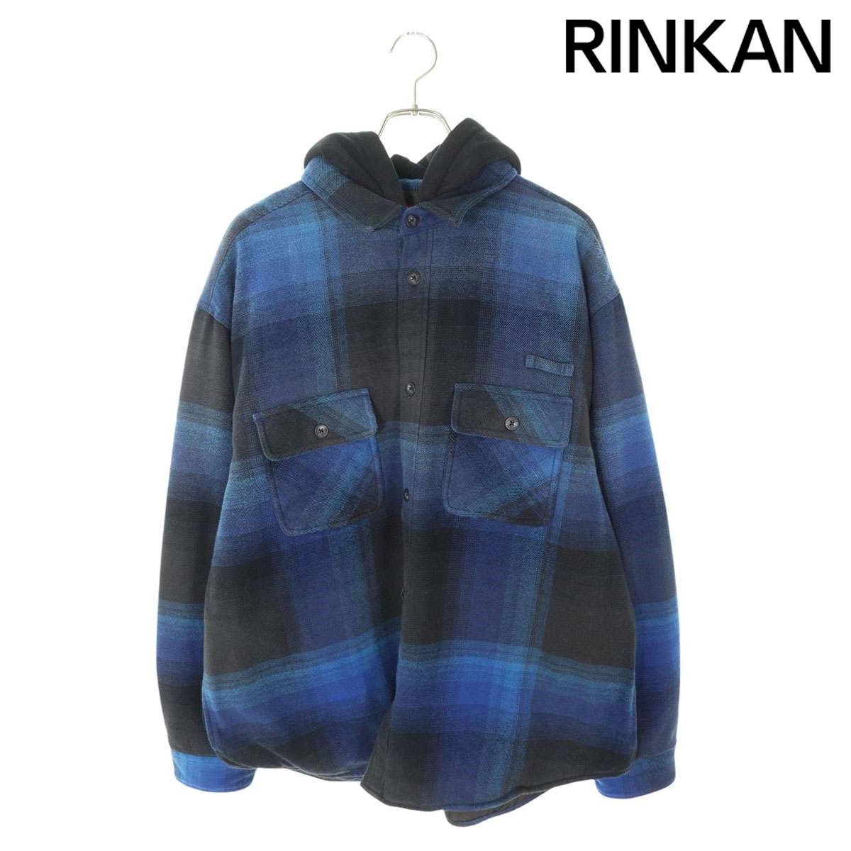 青XL Supreme Quilted Lined Hooded Shirt 青XL Supreme Quilted Lined Hooded Shirt