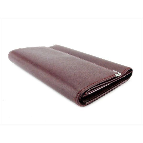 カルティエ 長財布 ブラック×シルバー×ボルドー Cartier 長サイフ