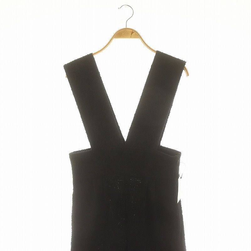 未使用☆メゾンドドルチェ ツイードサロペットパンツ ブラック