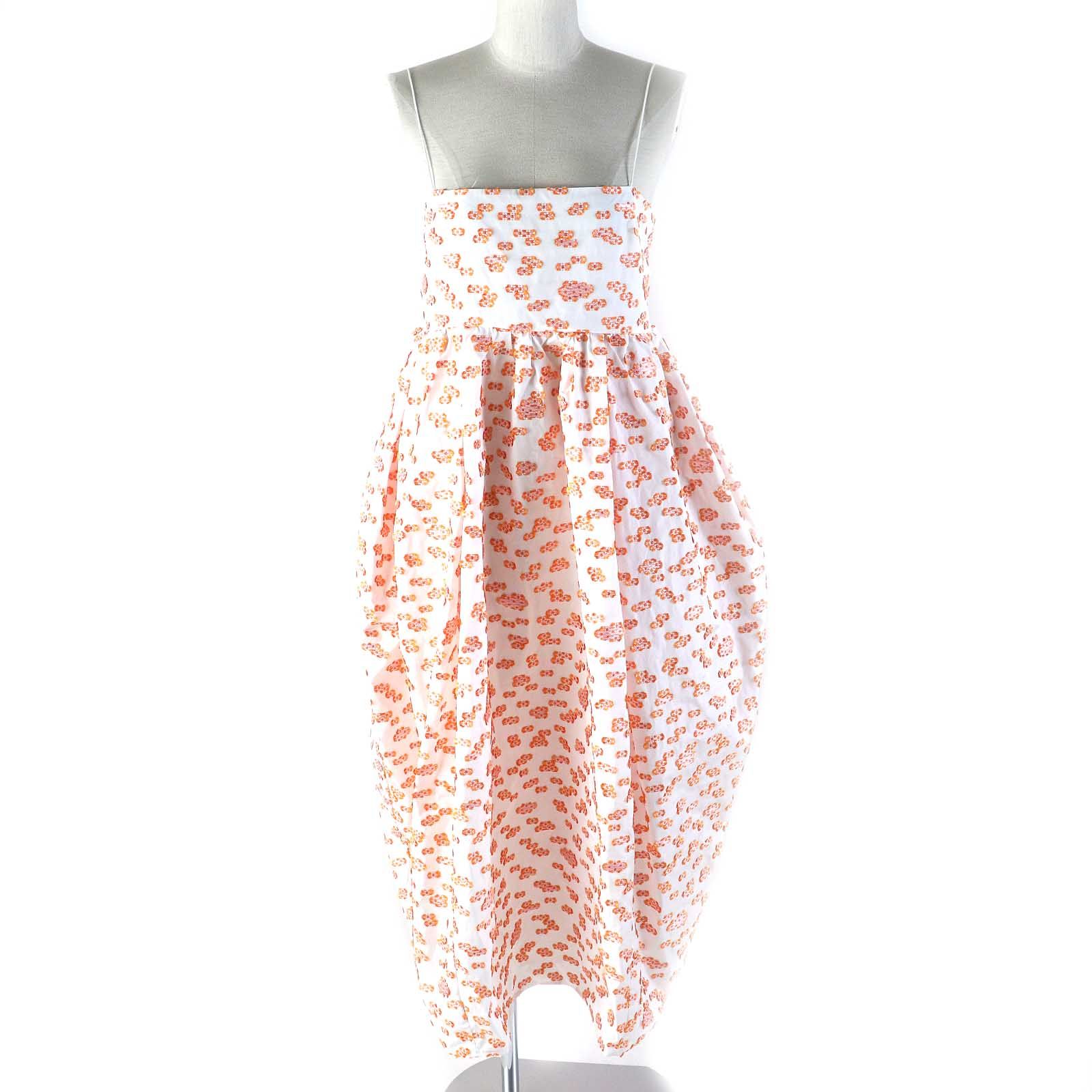 △CECILIE BAHNSEN セシリーバンセン JILLY DRESS 花柄 フィルクーペドレス ノースリーブワンピース オレンジ ホワイト UK14|US10 レディース 大人 ◎