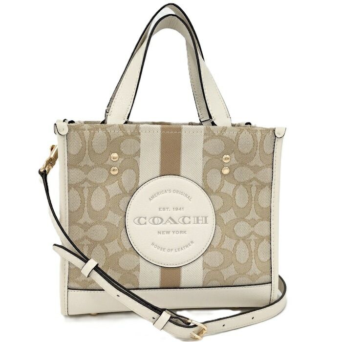 COACH デンプシートート 2WAYハンドバッグ レザー キャンバス ベージュ系 C8417