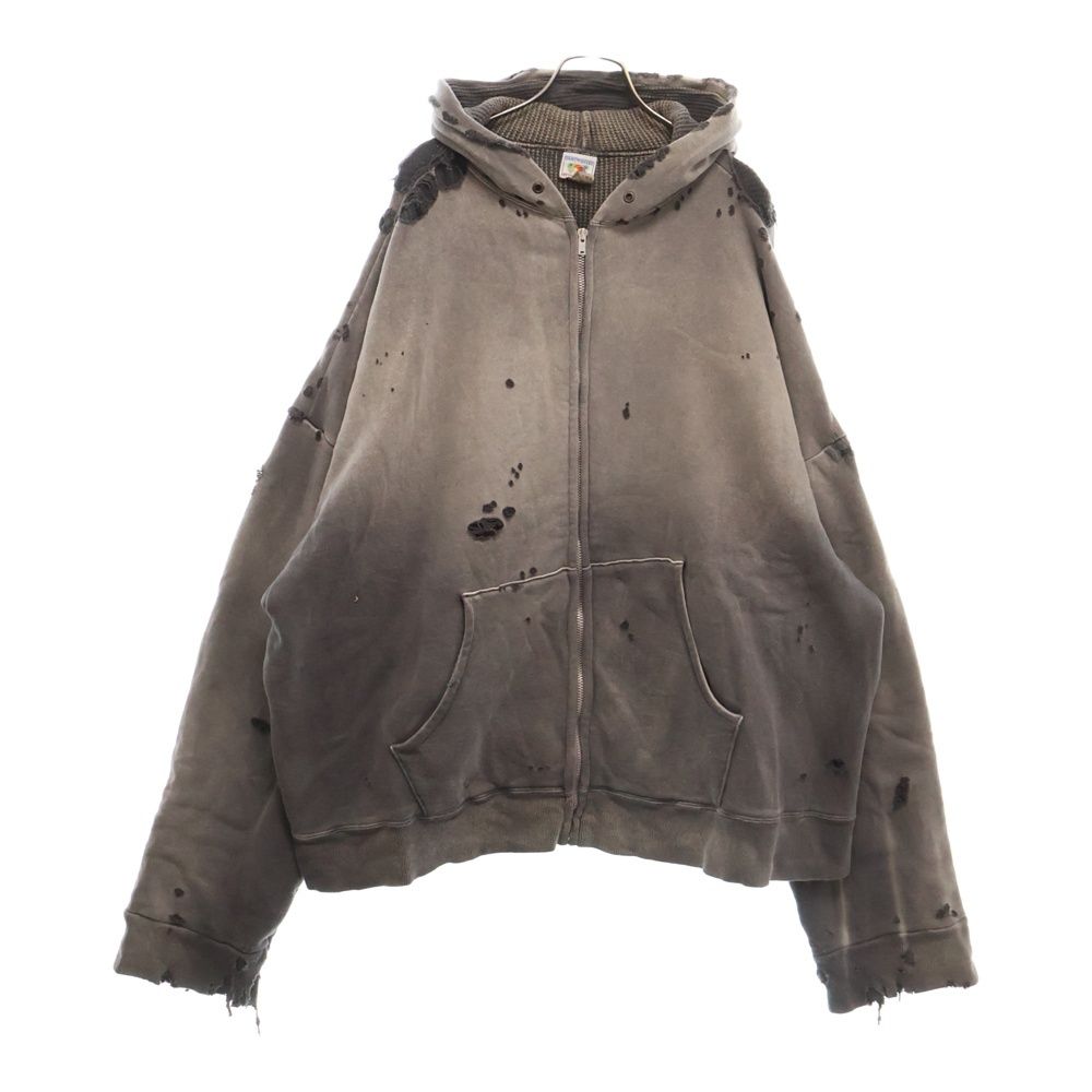 SAINT MICHAEL (セントマイケル) 24AW DBL FC ZIP HOODIE ダメージ加工 