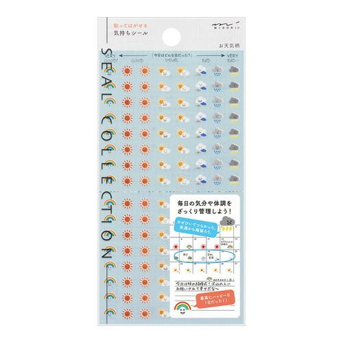 文房具・事務用品 (まとめ）【ミドリ】シール 気持ち 天気柄 82304
