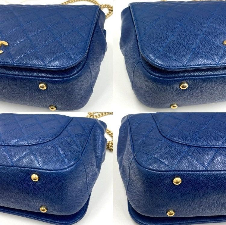 シャネル　マトラッセ　キャビアスキン　青　2way　ショルダーバッグ　24番台 シャネル マトラッセ キャビアスキン 青 2way ショルダーバッグ 24番台