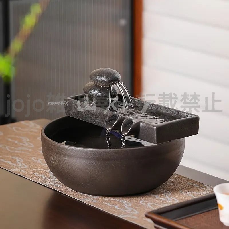 卓上噴水 デスクトップ噴水 室内噴水 流水飾り ミニ噴水 循環水 流水オブジェ 滝 ウォーターフォール 噴水 水槽 金魚鉢 置物 オーナメント