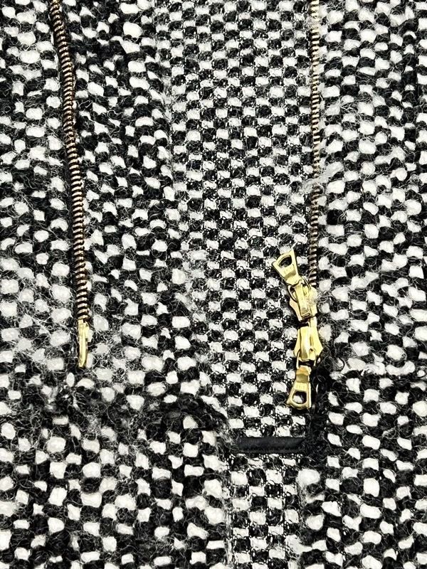 MARNI マルニ ツイード調 ニット ファー付き ジップアップ フーデッド