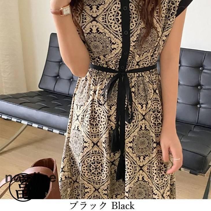 ロングワンピース フレンチスリーブ