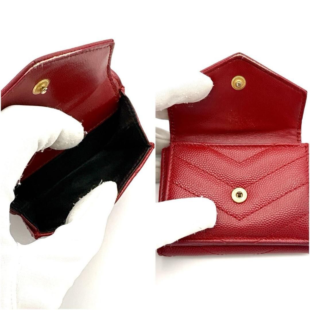 SAINT LAURENT 三つ折り財布 キャビアスキン カサンドラ レッド SAINT LAURENT 三つ折り財布 キャビアスキン カサンドラ レッド SAINT