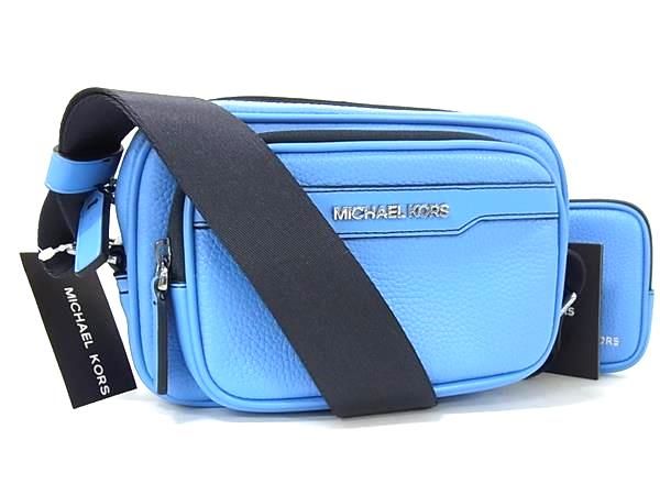MICHAEL KORS マイケルコース レザー ショルダーバッグ 肩掛け 斜め掛けかばん ライトブルー系×ブラック系 BJ9394